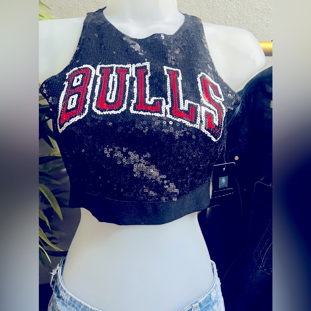 NBA Bulls sequin crop top